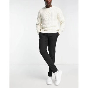 🆑Mens ASOS Design Black Slim Fit Trousers W32" L32" Polyester & Viscose
